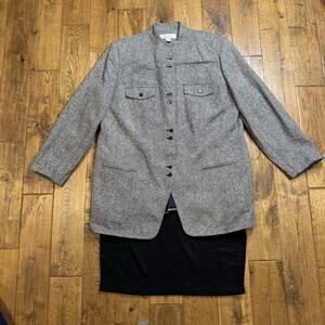 VTG Chaus Silk Wool Blend Tweed Jacket Coat Sz 16 and Skirt Set Sz 1 Outerwear